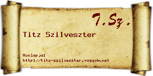 Titz Szilveszter névjegykártya